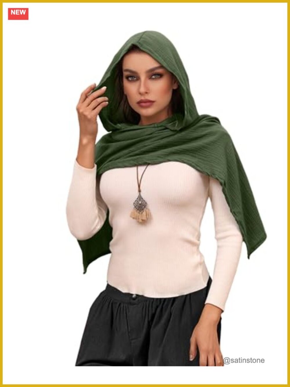 Hooded Scarf Shawl Cape Cotton Linen Medieval Goth Cosplay Accessory